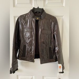 Nine West Leather Bomber Jacket
